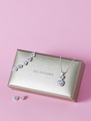 Jon Richard Silver Tone Crystal Halo Double Solitaire Trio Set - Image 4 of 5