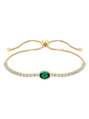 Jon Richard Gold Tone Cubic Zirconia Green Stone Toggle Bracelet - Image 1 of 3