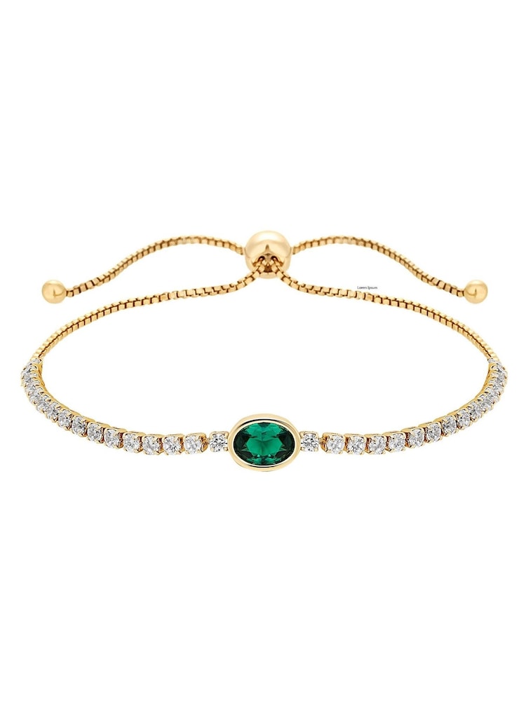 Jon Richard Gold Tone Cubic Zirconia Green Stone Toggle Bracelet - Image 1 of 3