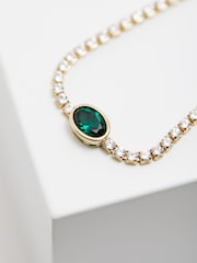 Jon Richard Gold Tone Cubic Zirconia Green Stone Toggle Bracelet - Image 3 of 3