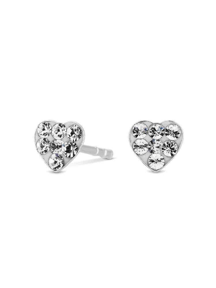 Simply Silver Silver Tone Pave Paste Heart Stud Earrings - Image 1 of 2