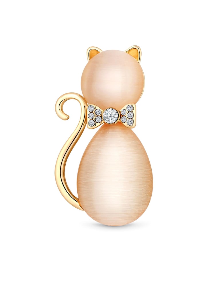 Jon Richard Gold Tone Peach Crystal Stone Cat Brooch - Image 2 of 2