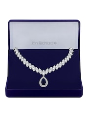 Jon Richard Blue Gift Boxed Rhodium Plate Cubic Zirconia Statement Necklace - Image 1 of 3