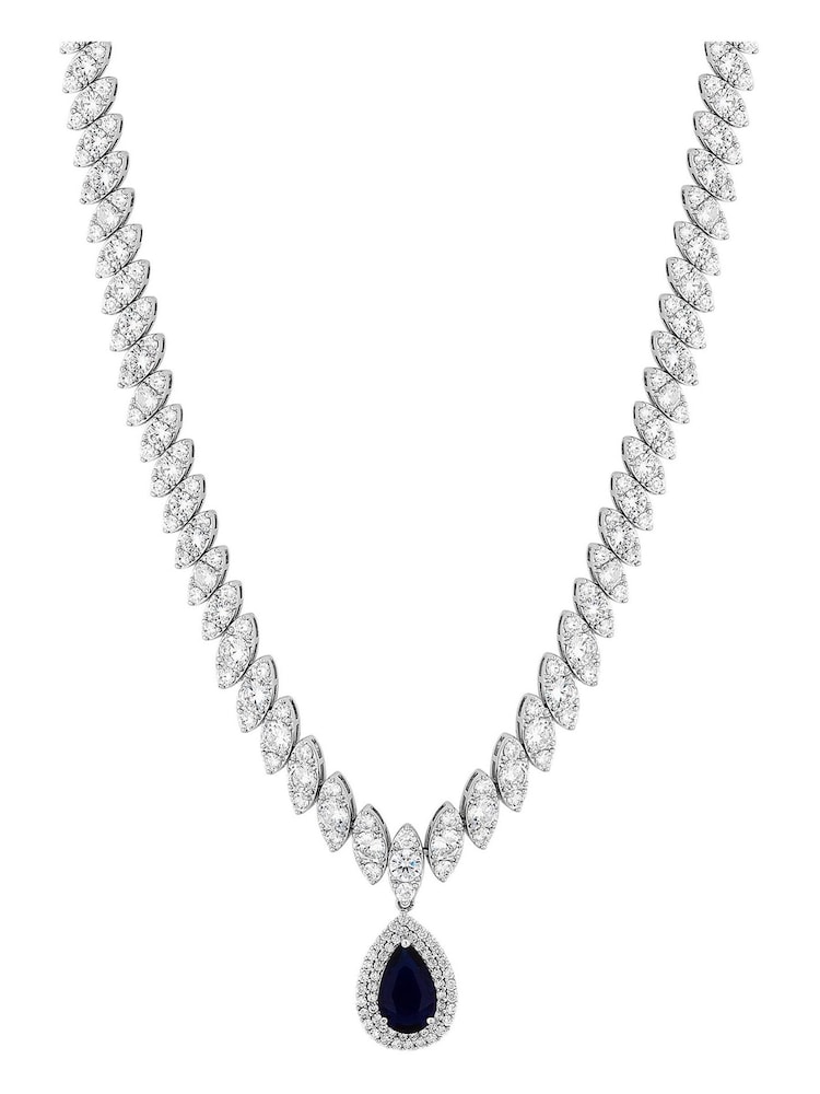 Jon Richard Blue Gift Boxed Rhodium Plate Cubic Zirconia Statement Necklace - Image 2 of 3