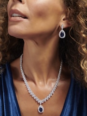 Jon Richard Blue Gift Boxed Rhodium Plate Cubic Zirconia Statement Necklace - Image 3 of 3