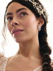Jon Richard Silver Tone Crystal Starburst Earrings - Image 2 of 2