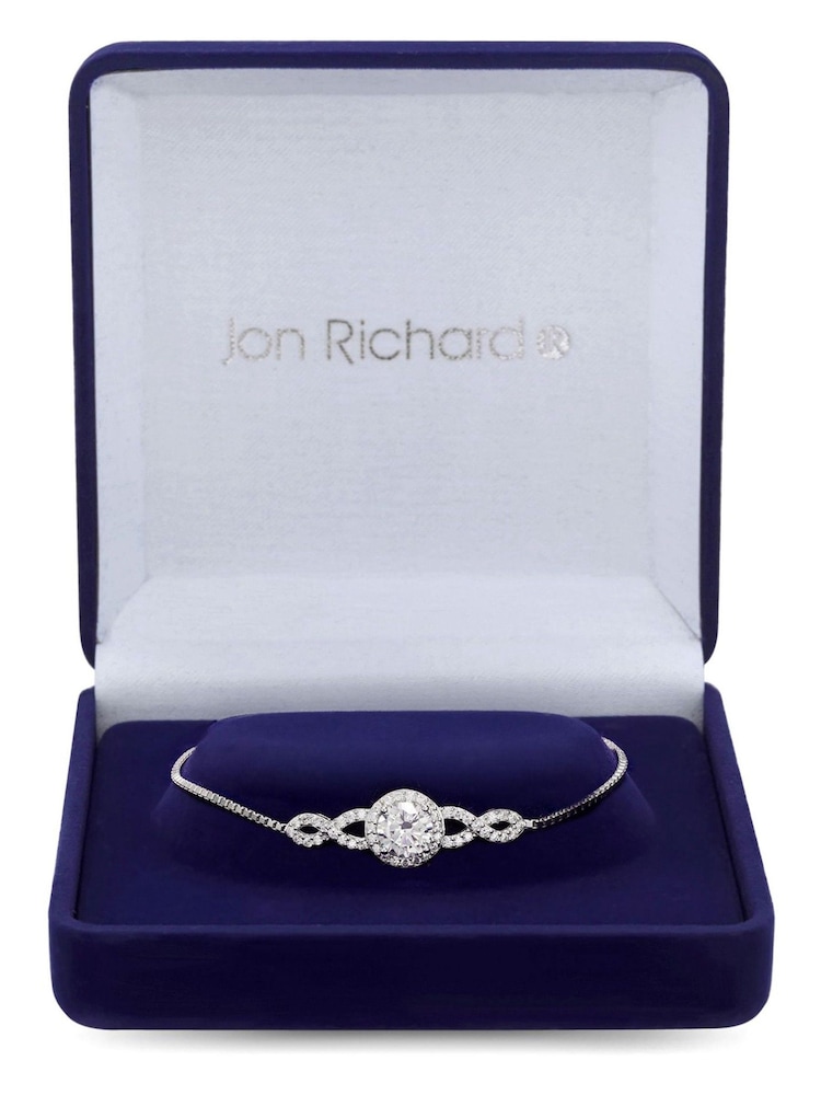 Jon Richard Silver Tone Cubic Zirconia Halo Infinity Crystal Toggle Bracelet in a Gift Box - Image 1 of 3 Jon Richard Silver Tone Cubic Zirconia Halo Infinity Crystal Toggle Bracelet in a Gift Box - Image 1 of 3