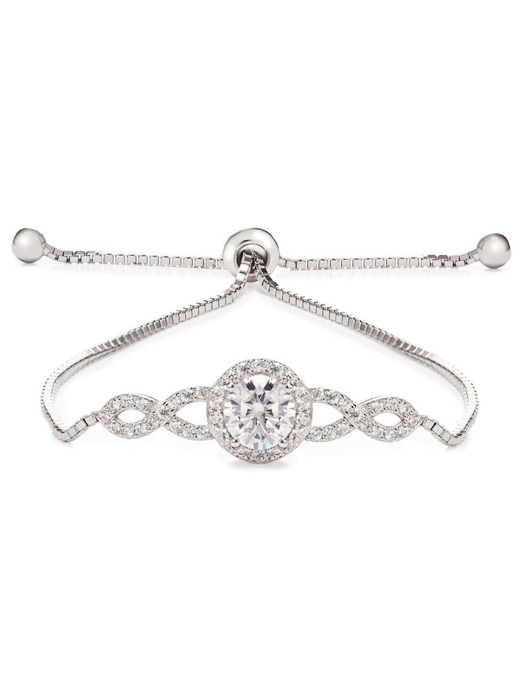 Jon Richard Silver Tone Cubic Zirconia Halo Infinity Crystal Toggle Bracelet in a Gift Box - Image 2 of 3