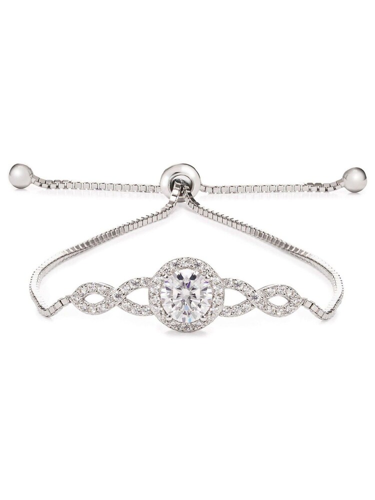 Jon Richard Silver Tone Cubic Zirconia Halo Infinity Crystal Toggle Bracelet in a Gift Box - Image 2 of 3 Jon Richard Silver Tone Cubic Zirconia Halo Infinity Crystal Toggle Bracelet in a Gift Box - Image 2 of 3
