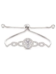 Jon Richard Silver Tone Cubic Zirconia Halo Infinity Crystal Toggle Bracelet in a Gift Box - Image 3 of 3