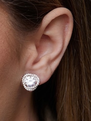 Jon Richard Silver Tone Pave Cross-Over Halo With Centre Stone Clip Earrings - Image 2 of 2