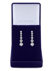 Jon Richard Silver Tone Cubic Zirconia Graduated Tennis Drop Earrings in a Gift Box - Image 1 of 3