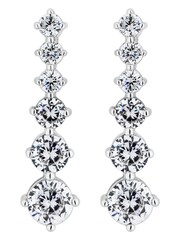 Jon Richard Silver Tone Cubic Zirconia Graduated Tennis Drop Earrings in a Gift Box - Image 2 of 3