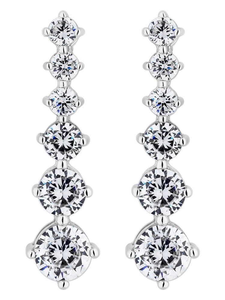 Jon Richard Silver Tone Cubic Zirconia Graduated Tennis Drop Earrings in a Gift Box - Image 2 of 3