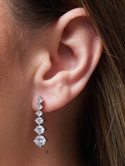 Jon Richard Silver Tone Cubic Zirconia Graduated Tennis Drop Earrings in a Gift Box - Image 3 of 3