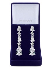 Jon Richard Silver Tone Clear Cubic Zirconia Graduated Pear Drop Earrings - Image 1 of 3