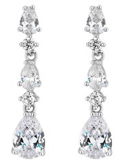 Jon Richard Silver Tone Clear Cubic Zirconia Graduated Pear Drop Earrings - Image 2 of 3