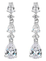 Jon Richard Silver Tone Clear Cubic Zirconia Graduated Pear Drop Earrings - Image 3 of 3
