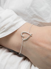 Simply Silver Sterling Silver Tone 925 Polished Open Heart Bracelet - Image 3 of 4