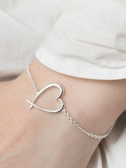 Simply Silver Sterling Silver Tone 925 Polished Open Heart Bracelet - Image 4 of 4