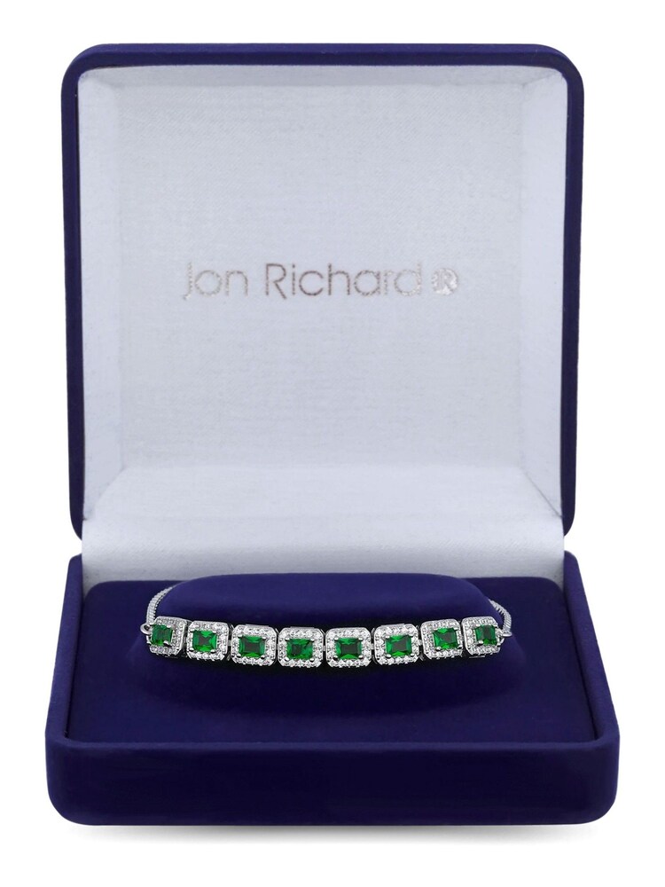 Jon Richard Silver Tone Emerald Cubic Zirconia Toggle Gift Boxed Bracelet - Image 1 of 3