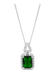 Jon Richard Silver Tone Emerald Cubic Zirconia Pendant Gift Boxed Necklace - Image 2 of 2