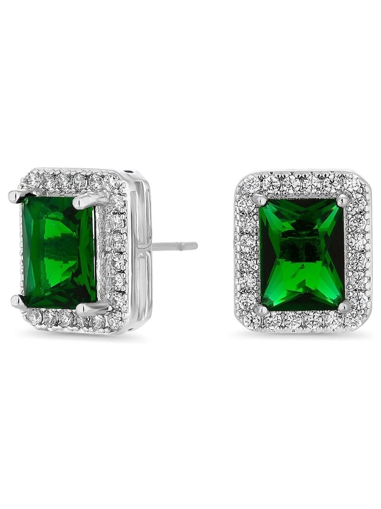 Jon Richard Silver Tone Emerald Cubic Zirconia Stud Gift Boxed Earrings - Image 2 of 2 Jon Richard Silver Tone Emerald Cubic Zirconia Stud Gift Boxed Earrings - Image 2 of 2