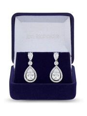 Jon Richard Silver Tone Rhodium Plated Cubic Zirconia Pear Drop Gift Boxed Earrings - Image 1 of 2
