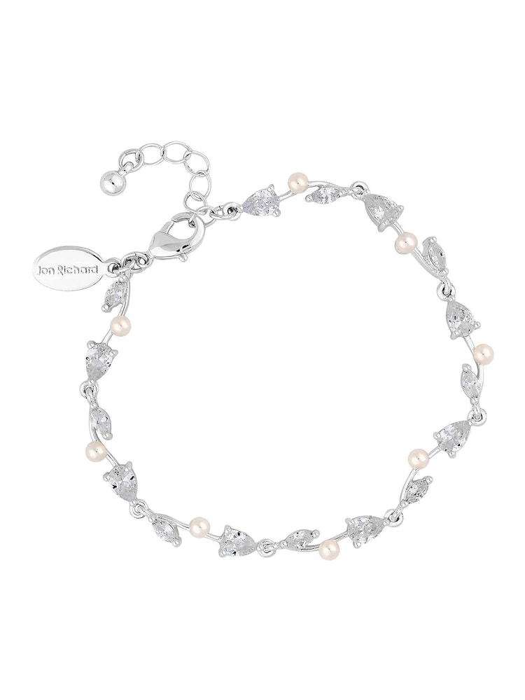Jon Richard Silver Tone Cubic Zirconia Pearl Crystal Vine Pear Bracelet - Image 1 of 1