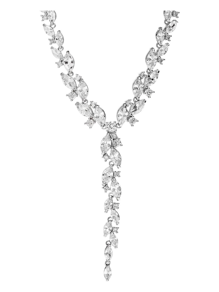 Jon Richard Silver Tone Rhodium Plated Cubic Zirconia Navette Necklace - Image 1 of 2