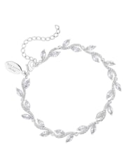 Jon Richard Silver Tone Rhodium Plated Pave Wave Leaf Bracelet - Image 1 of 4