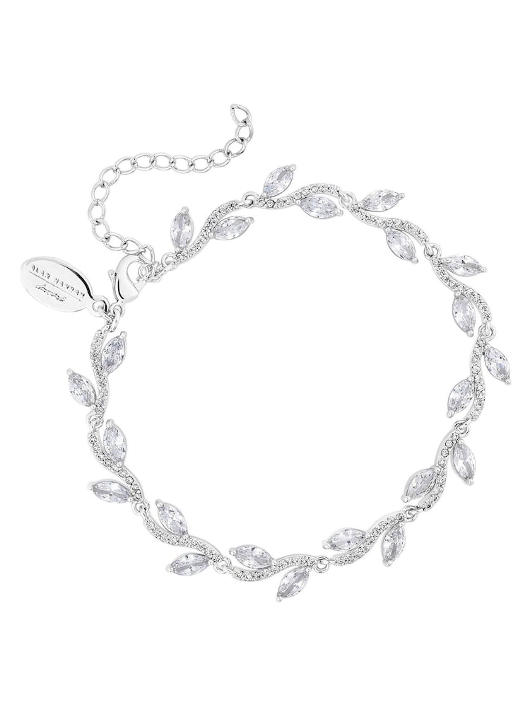 Jon Richard Silver Tone Rhodium Plated Pave Wave Leaf Bracelet - Image 1 of 4