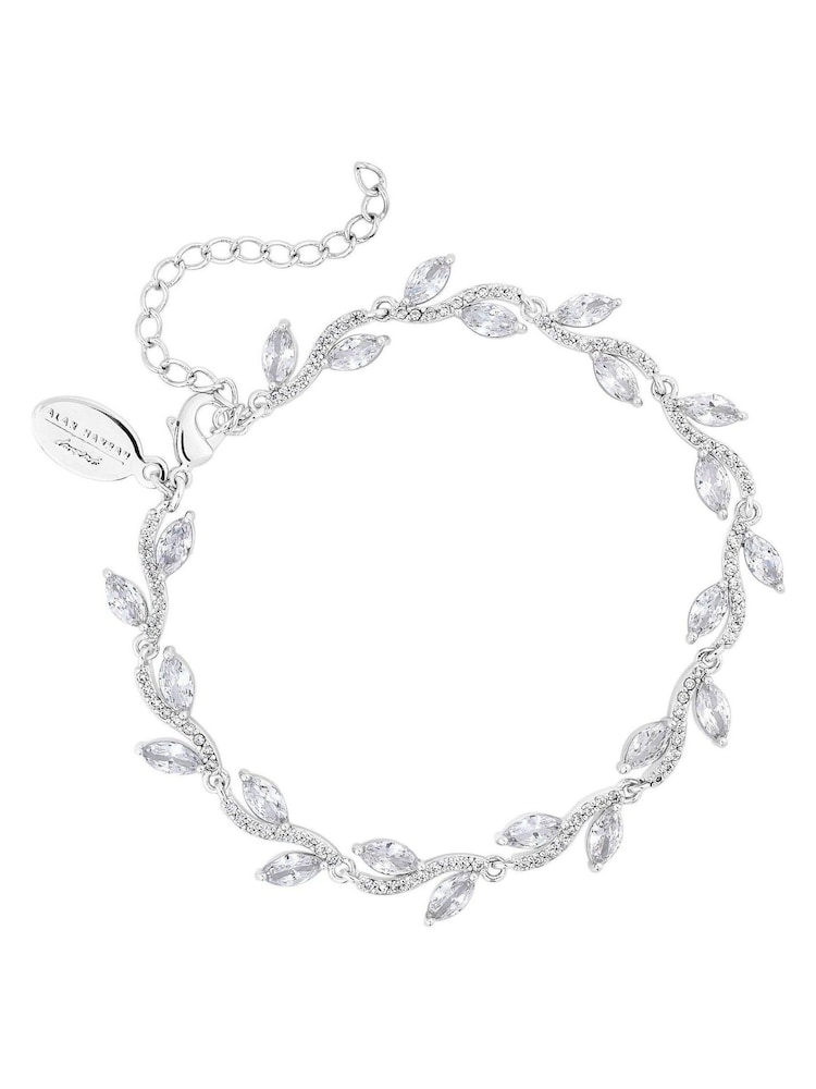 Jon Richard Silver Tone Rhodium Plated Pave Wave Leaf Bracelet - Image 2 of 4