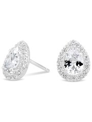 Simply Silver Silver Tone 925 Cubic Zirconia Peardrop Cluster Stud Earrings - Image 1 of 2