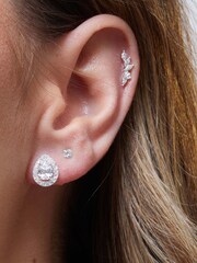 Simply Silver Silver Tone 925 Cubic Zirconia Peardrop Cluster Stud Earrings - Image 2 of 2