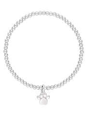 Simply Silver Sterling Silver Tone 925 Paw Beaded Stretch Bracelet - Image 1 of 2