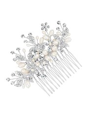 Jon Richard Silver Pave Leaf And Freshwater Pearl Spray Comb - Image 1 of 3