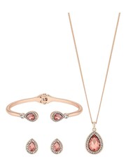 Jon Richard Rose Gold Plated With Pink Pear Crystals Trio Set - Gift Boxed - Image 2 of 3