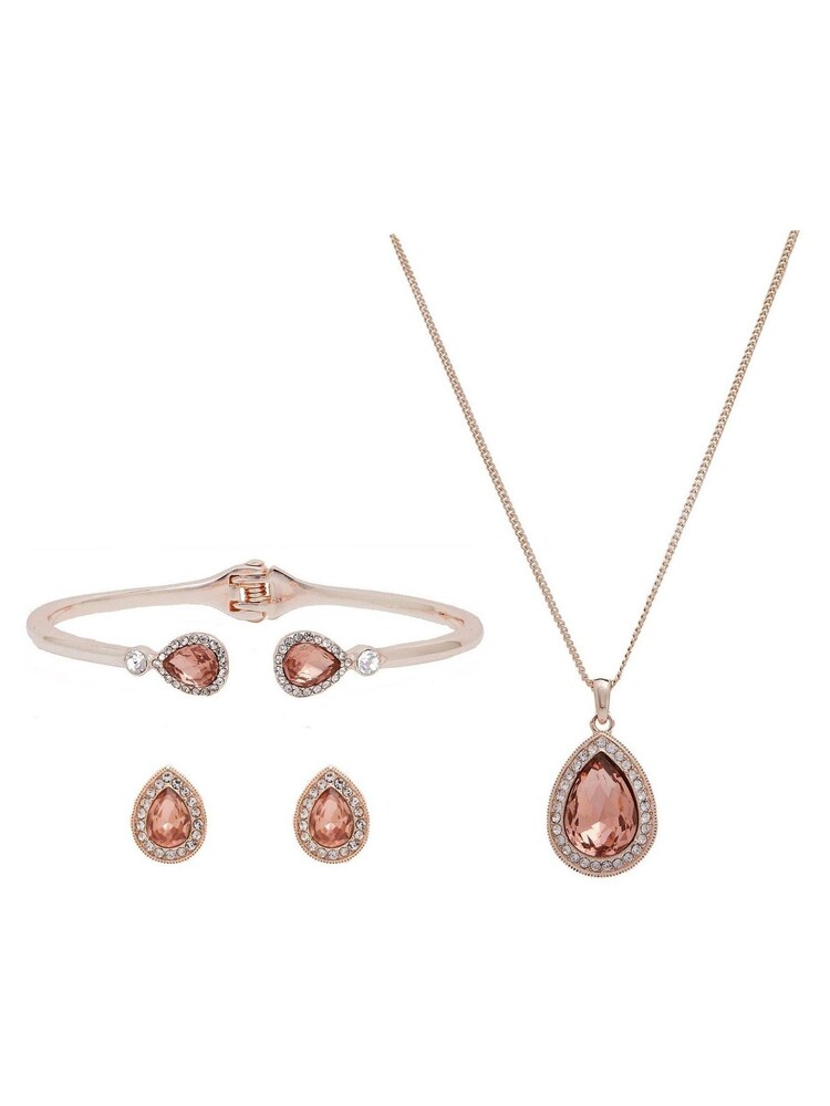 Jon Richard Rose Gold Plated With Pink Pear Crystals Trio Set - Gift Boxed - Image 3 of 3