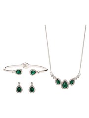 Jon Richard Silver Tone Crystal Pear And Pave Necklace Bracelet and Earring Set - Image 2 of 2
