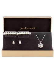 Jon Richard Halskette, Armband und Ohrringe mit Perlen- und transparentem Kristalldesign im Set - Bild 1 von 1