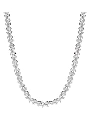 Jon Richard Silver Tone Cubic Zirconia Floral Tennis Necklace - Image 1 of 3