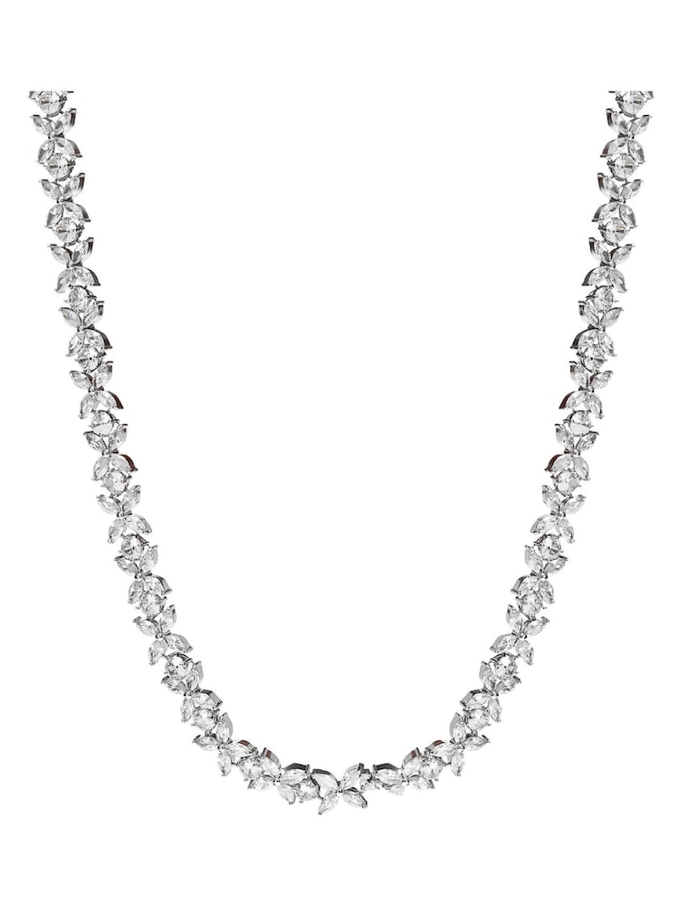 Jon Richard Silver Tone Cubic Zirconia Floral Tennis Necklace - Image 1 of 3