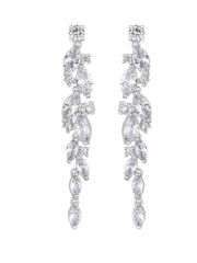 Jon Richard Silver Tone Clear Navette Charlotte Drop Earrings - Image 1 of 2