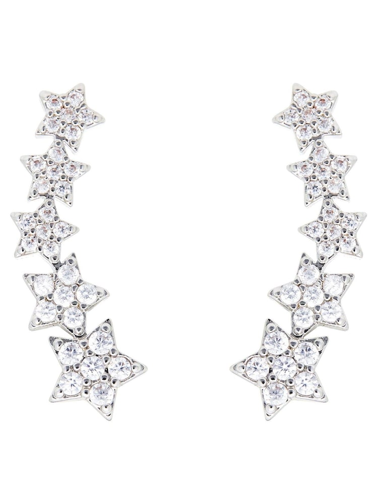 Jon Richard Silver Tone Star Cubic Zirconia Climber Earrings - Image 1 of 4