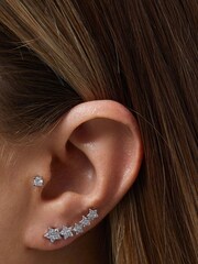 Jon Richard Silver Tone Star Cubic Zirconia Climber Earrings - Image 2 of 4