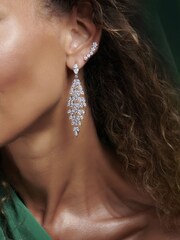 Jon Richard Silver Tone Star Cubic Zirconia Climber Earrings - Image 3 of 4