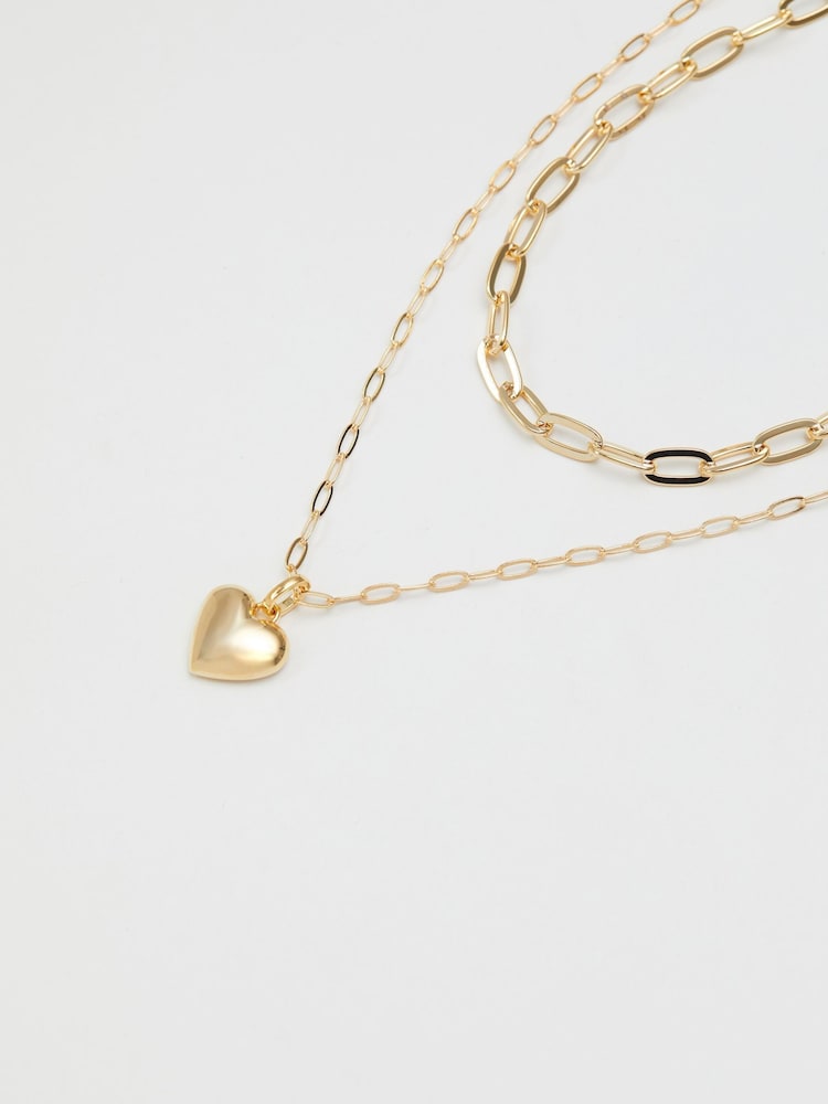 Jon Richard Gold Tone Polished Layered Heart Necklace - Image 2 of 4