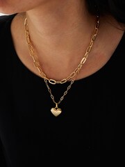 Jon Richard Gold Tone Polished Layered Heart Necklace - Image 3 of 4