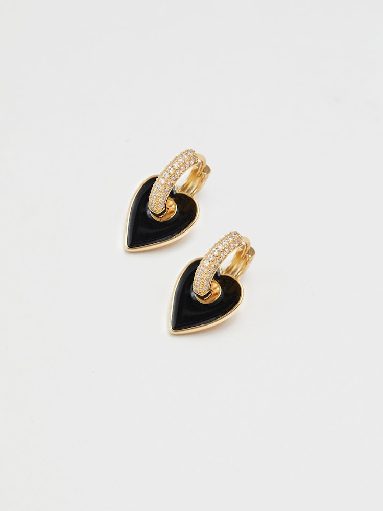 Jon Richard Gold Tone Cubic Zirconia And Enamel Heart Earrings - Image 1 of 3